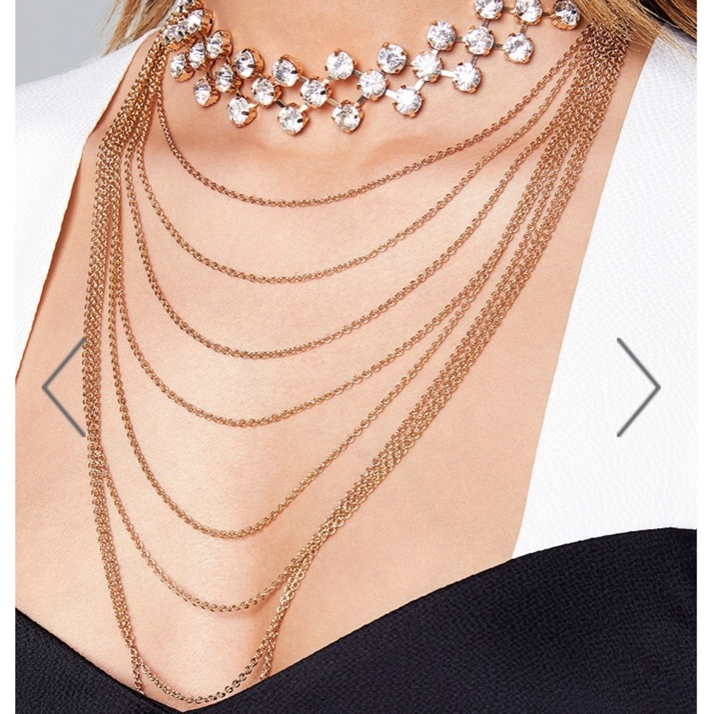Draped Chain Crystal Choker in Gold